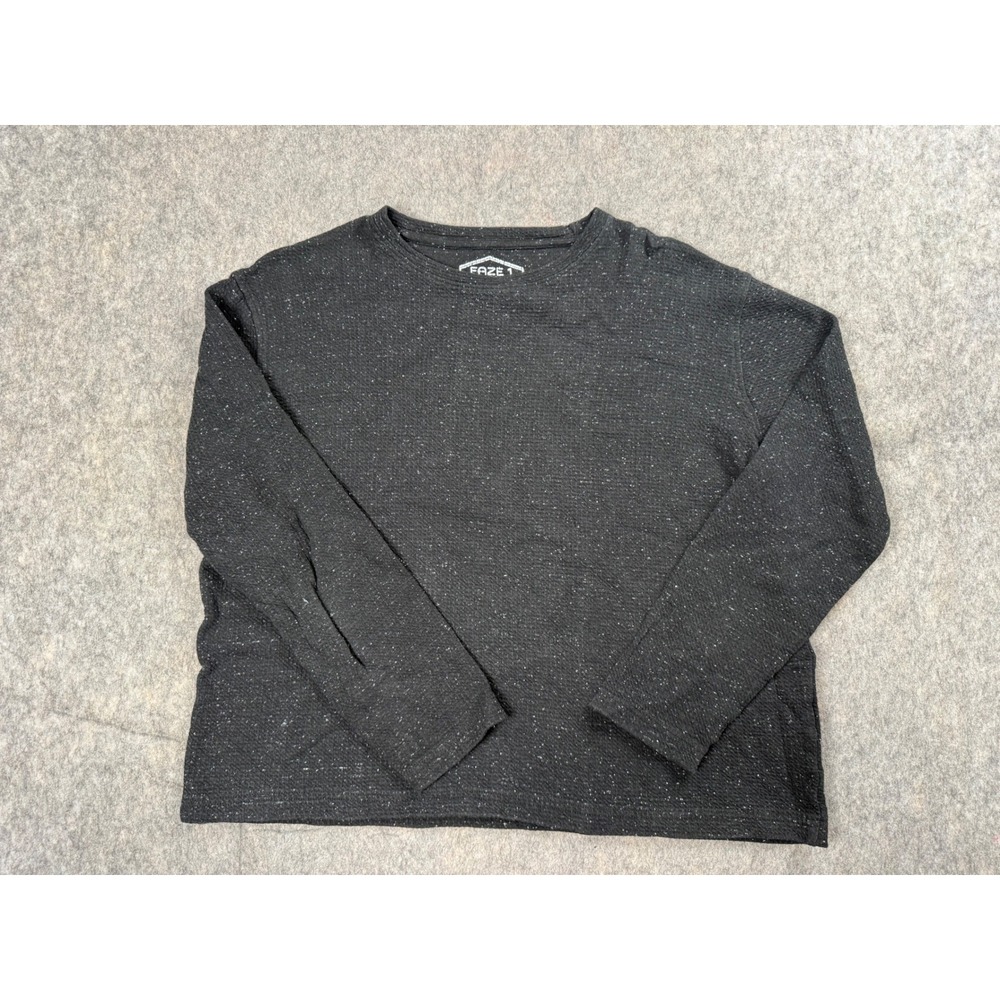 Faze 1‎ Top Women Small Black Cotton Blend Textured Speckled Long Sleeve Casual